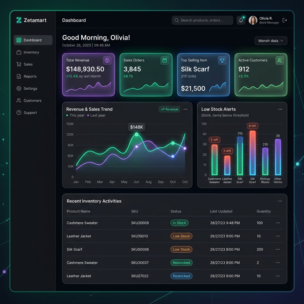 Zetamart POS Dashboard Mockup